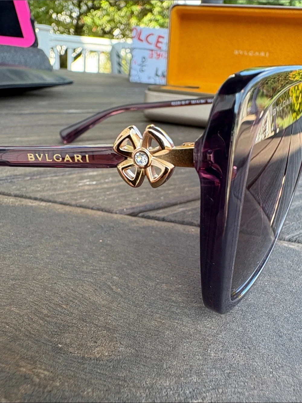 Bulgari Oversized Purple-Brown Gradient Women's Sunglasses